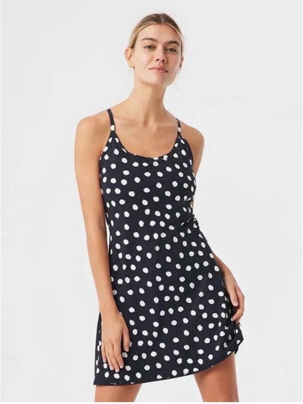 Outdoor Voices Exercise Dress Black White Polka Dot NWT